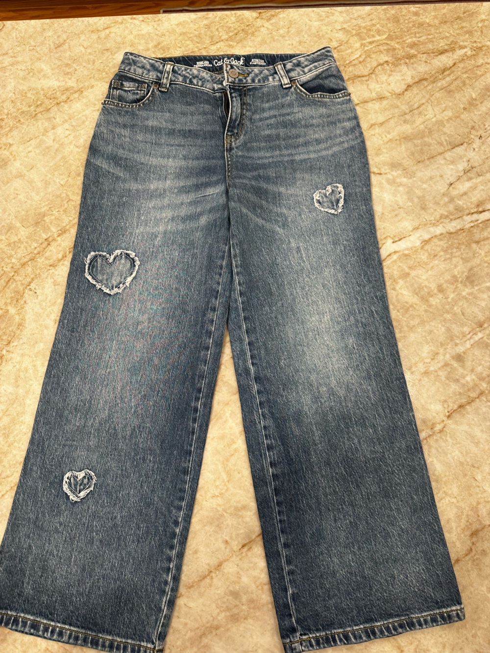 Cat & Jack Heart Patch Distressed Blue Jeans